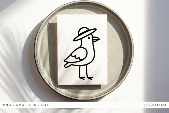 Seagull in Hat SVG Clipart